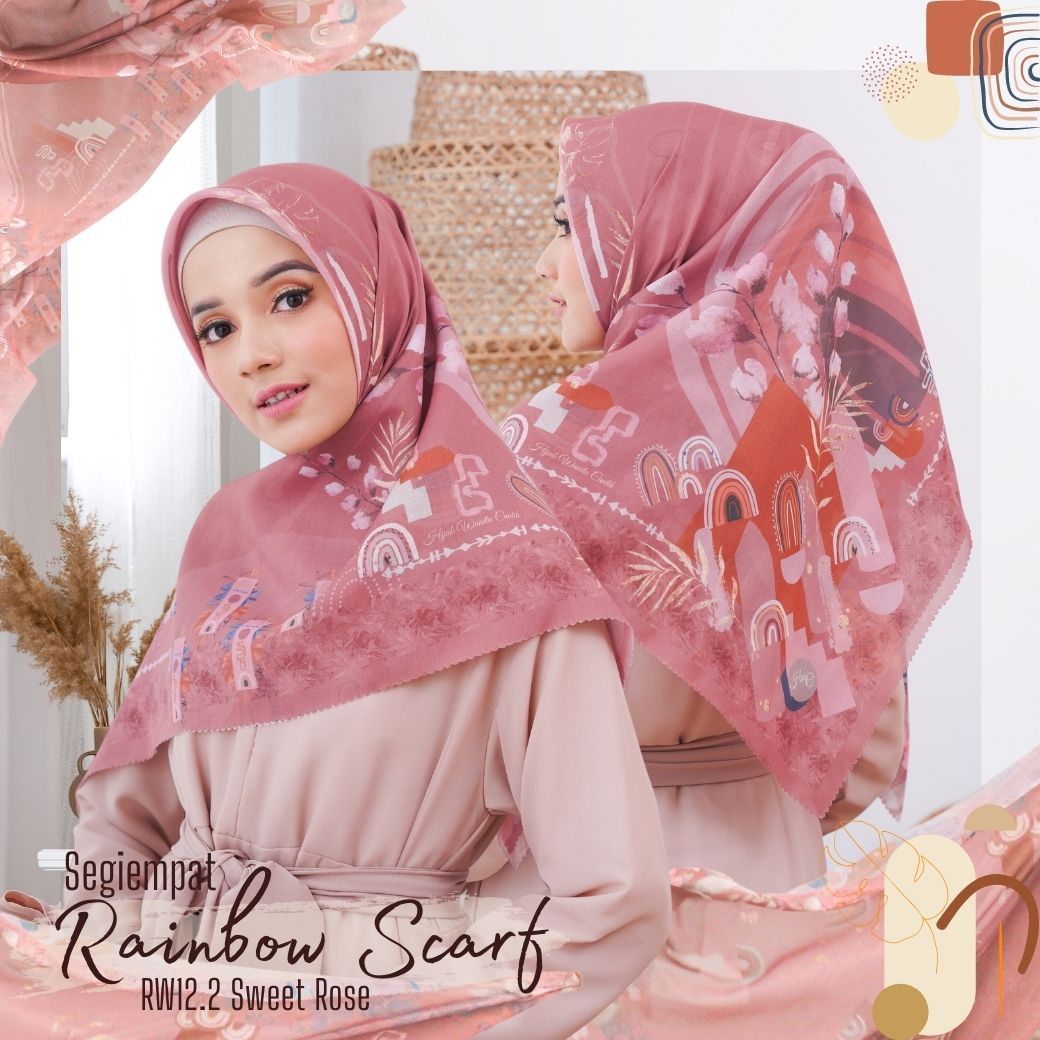 Segiempat Rainbow Scarf - RW12.2 Sweet Rose