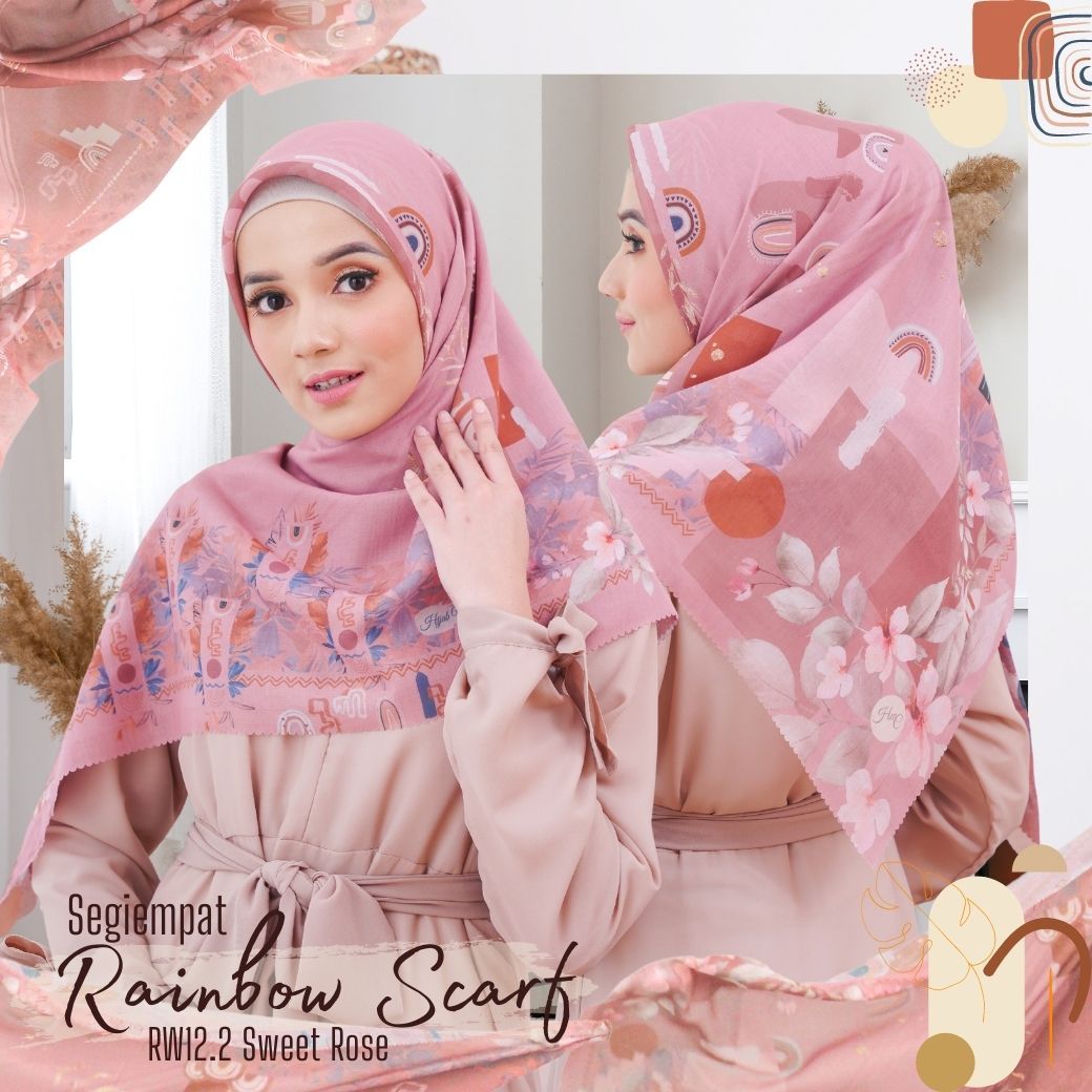 Segiempat Rainbow Scarf - RW12.2 Sweet Rose