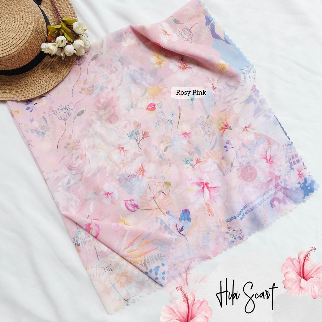 Hibi - Scarf Square Premium Polycotton - Rosy Pink - SH94.12