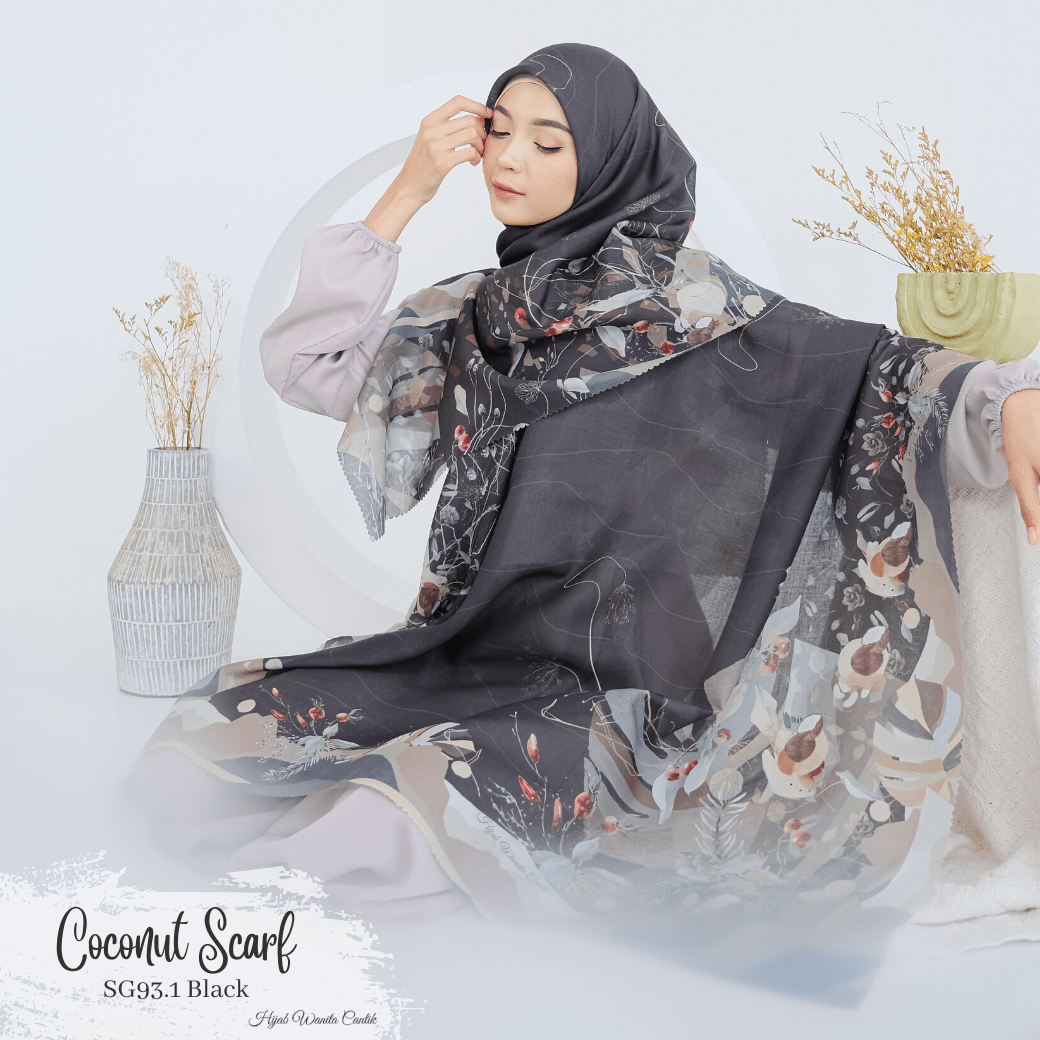 [ BUY 3 GET 1 FREE HIJAB ] Coconut Scarf - SG93.1 Black