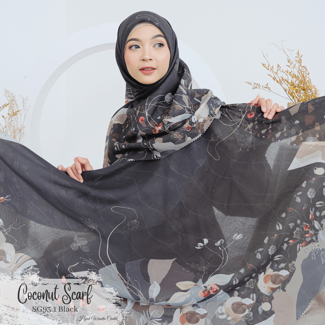 [ BUY 3 GET 1 FREE HIJAB ] Coconut Scarf - SG93.1 Black