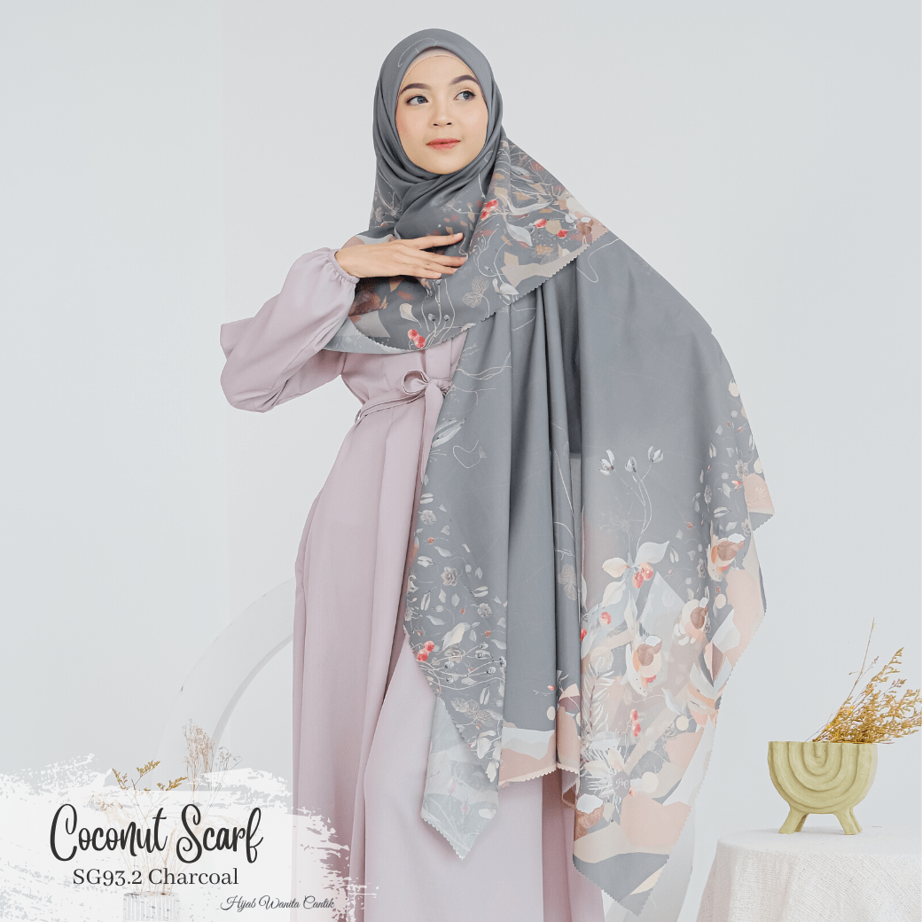 [ BUY 3 GET 1 FREE HIJAB ] Coconut Scarf - SG93.2 Charcoal