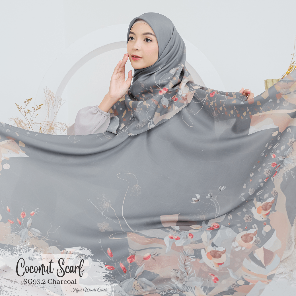 [ BUY 3 GET 1 FREE HIJAB ] Coconut Scarf - SG93.2 Charcoal