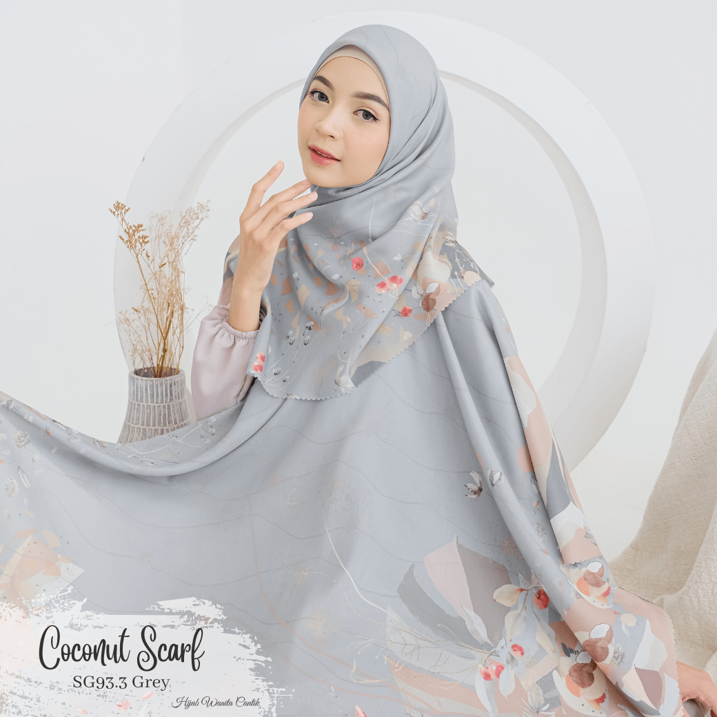 [ BUY 3 GET 1 FREE HIJAB ] Coconut Scarf - SG93.3 Grey