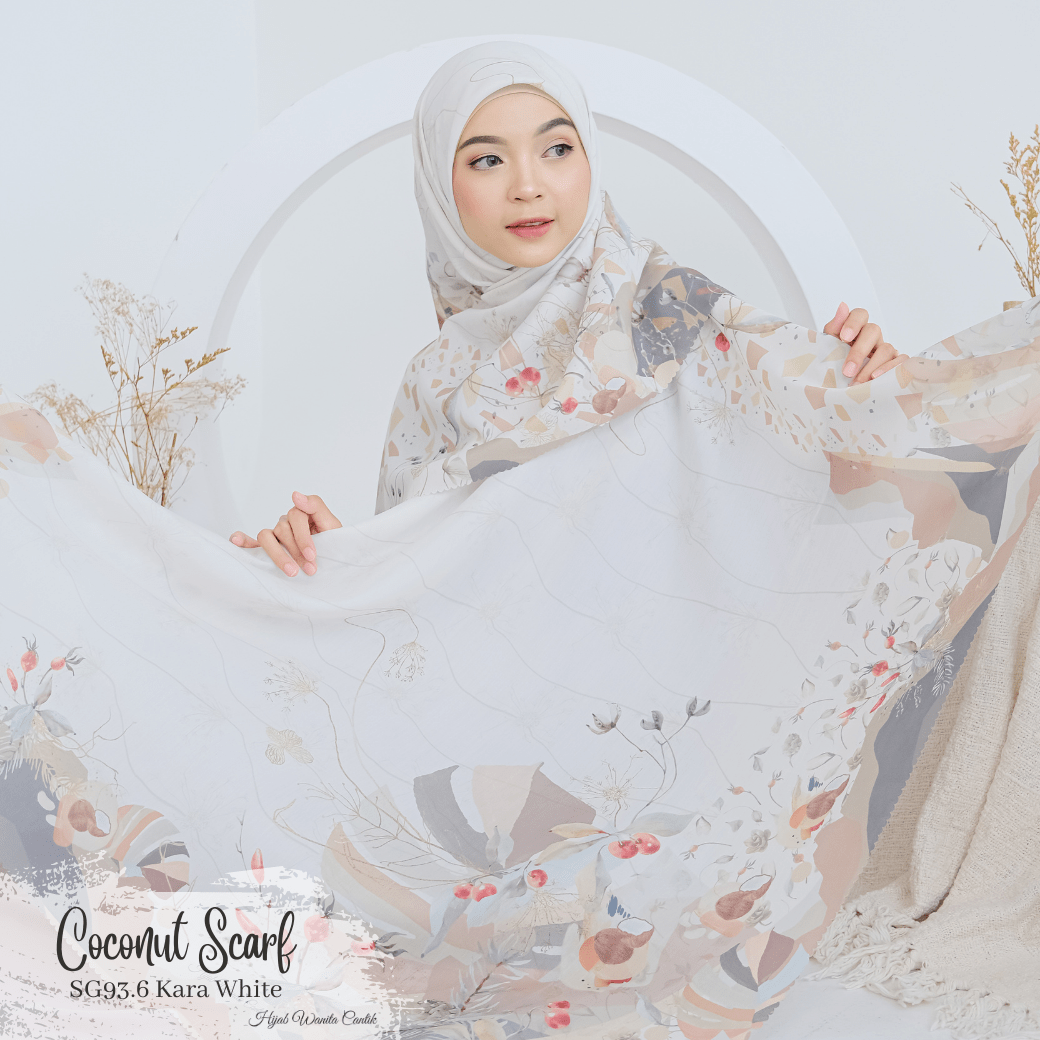 [ BUY 3 GET 1 FREE HIJAB ] Coconut Scarf - SG93.6 Kara White