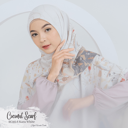 [ BUY 3 GET 1 FREE HIJAB ] Coconut Scarf - SG93.6 Kara White