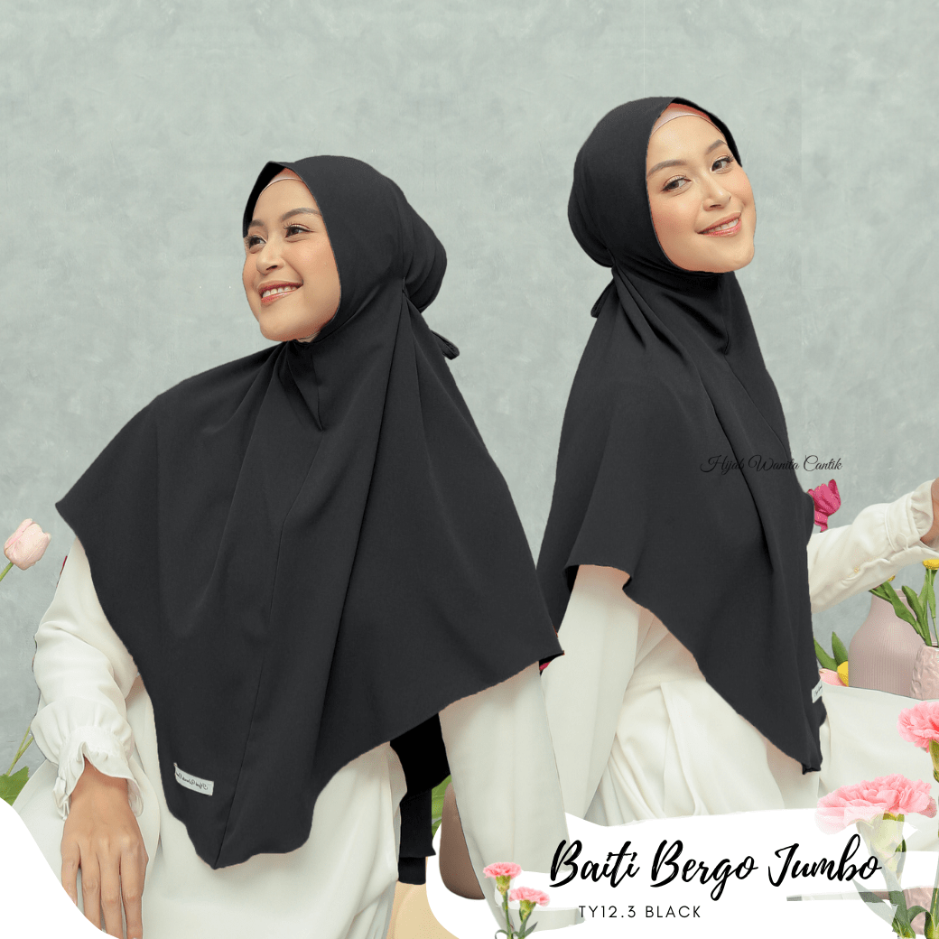 Hijab Instan Baiti Bergo Jumbo ukuran besar - TY12.3 Black