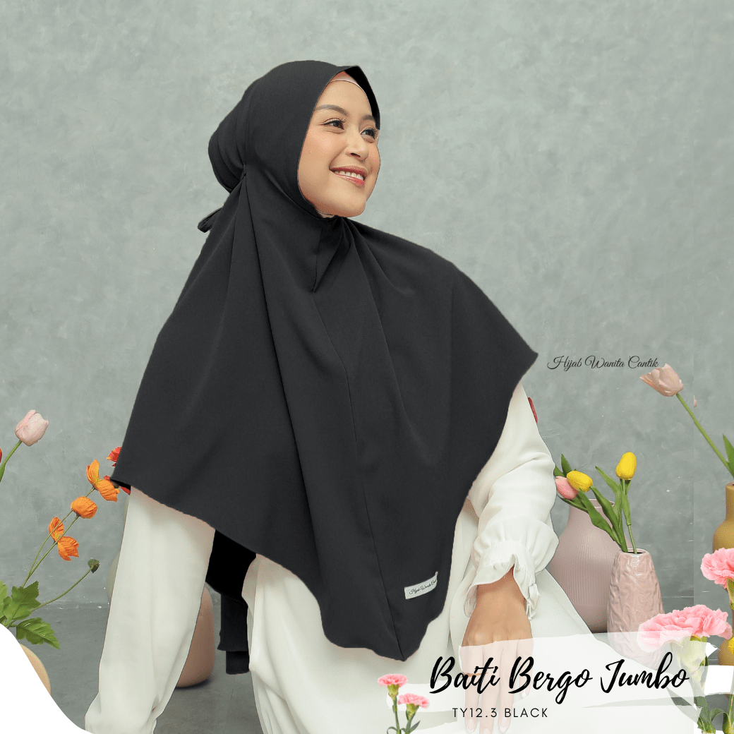 Hijab Instan Baiti Bergo Jumbo ukuran besar - TY12.3 Black