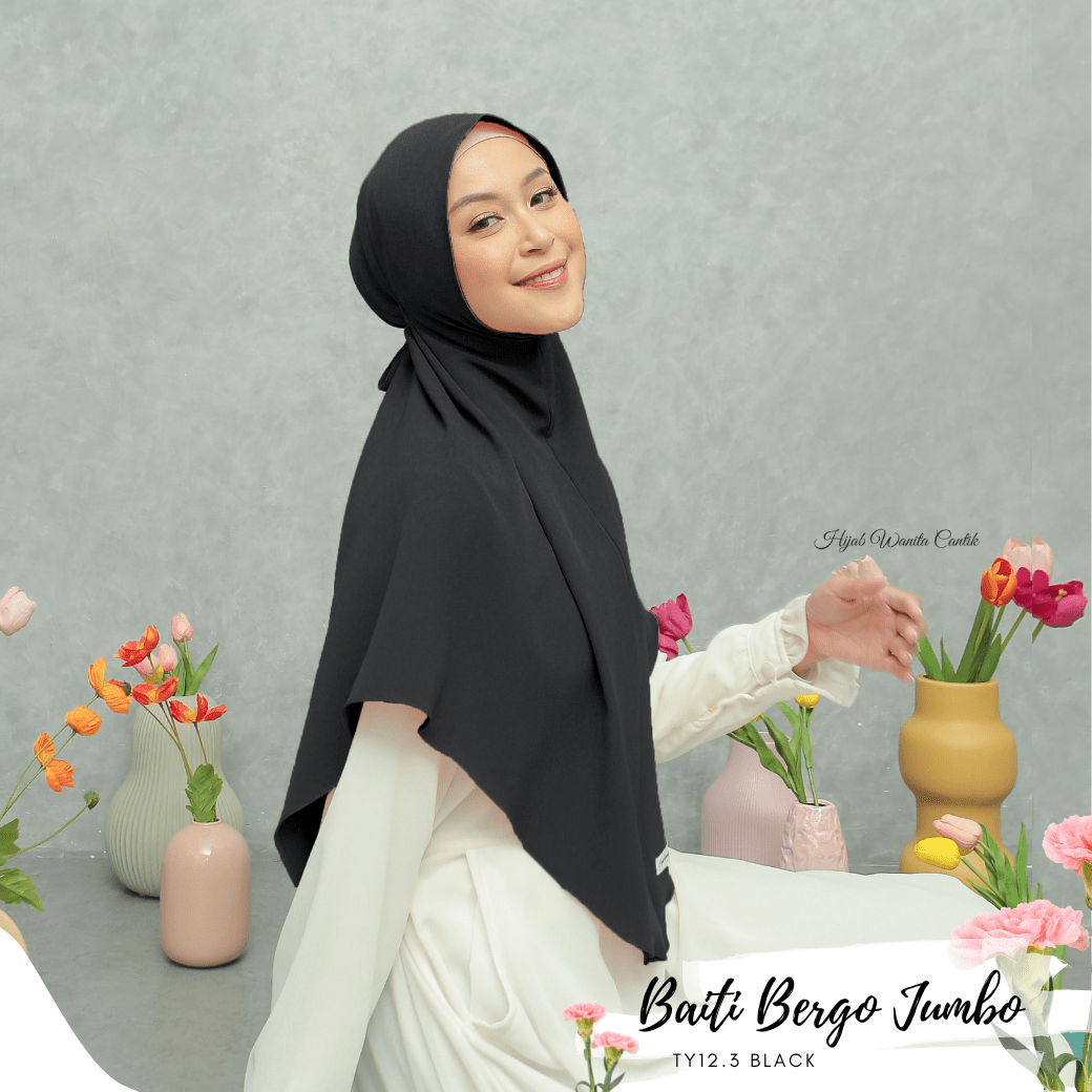 Hijab Instan Baiti Bergo Jumbo ukuran besar - TY12.3 Black