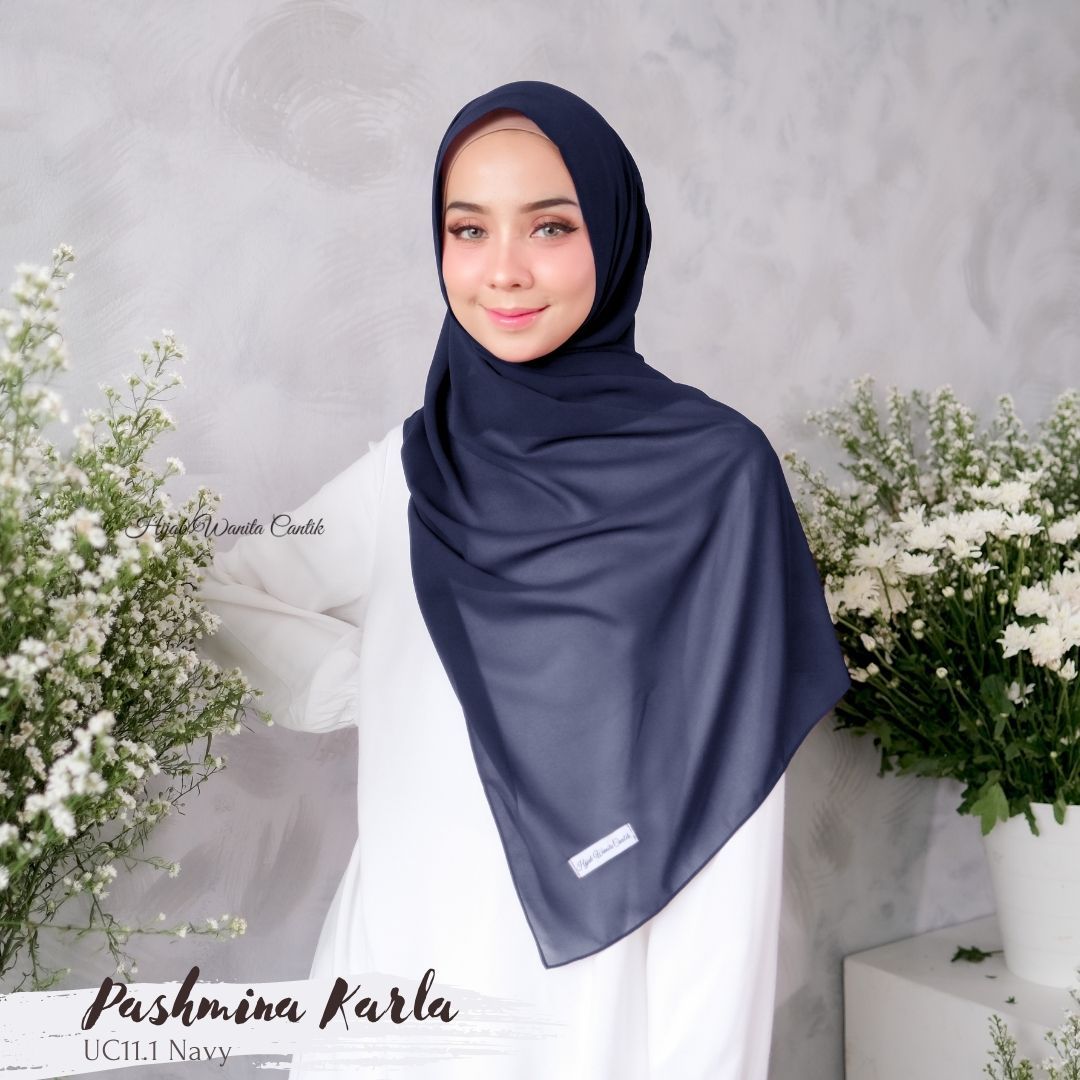 Pashmina Karla (dengan kancing) - UC11.1 Navy