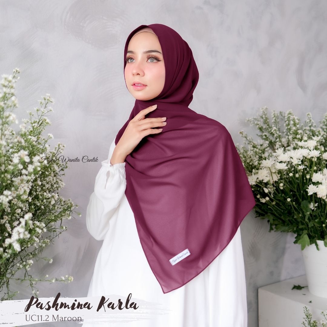 Pashmina Karla (dengan kancing) - UC11.2 Maroon