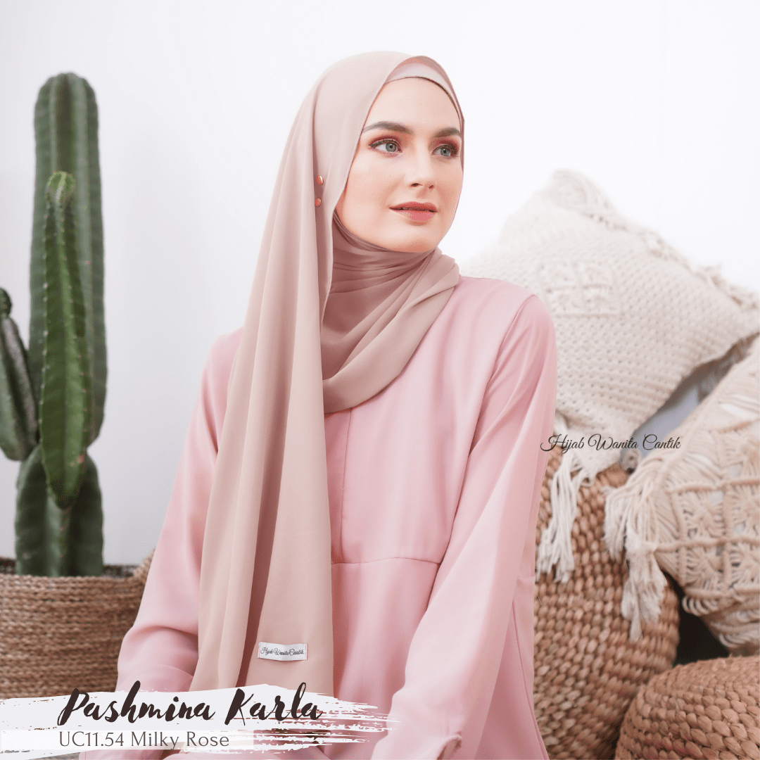 Pashmina Karla (dengan kancing) - UC11.54 Milky Rose