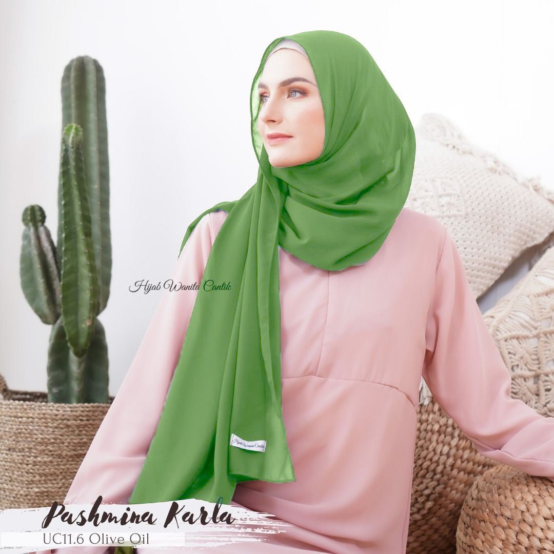 Pashmina Karla (dengan kancing) - UC11.6 Olive Oil