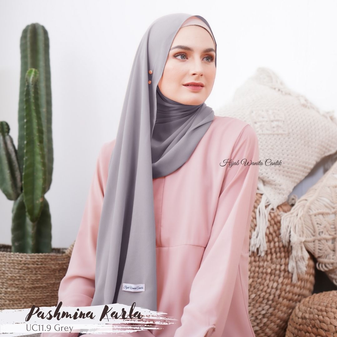 Pashmina Karla (dengan kancing) - UC11.9 Grey