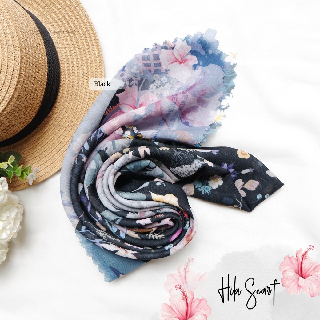 Hibi - Scarf Square Premium Polycotton - Black - SH94.1