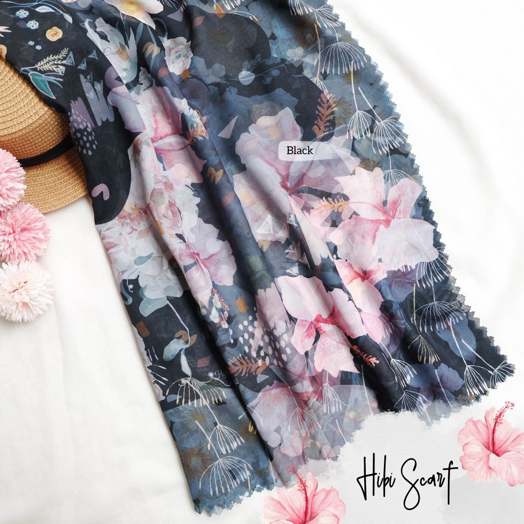 Hibi - Scarf Square Premium Polycotton - Black - SH94.1