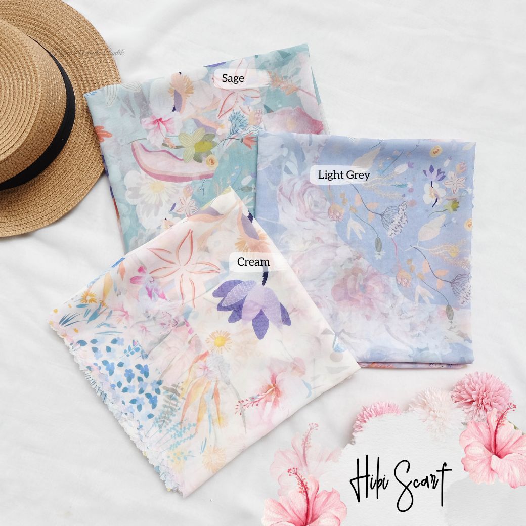 Hibi - Scarf Square Premium Polycotton - Light Grey - SH94.4