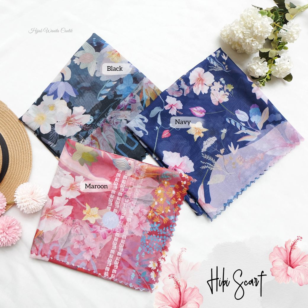 Hibi - Scarf Square Premium Polycotton - Black - SH94.1