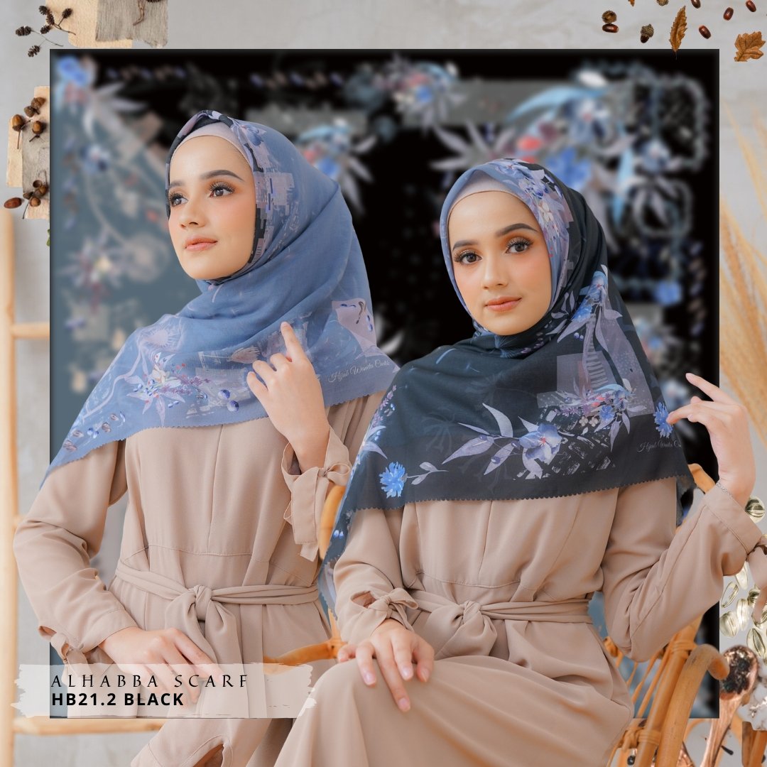 Segiempat Alhabba Scarf - HB21.2 Black