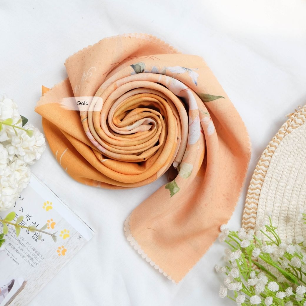 Segiempat Lily Scarf - LS71.4 Gold