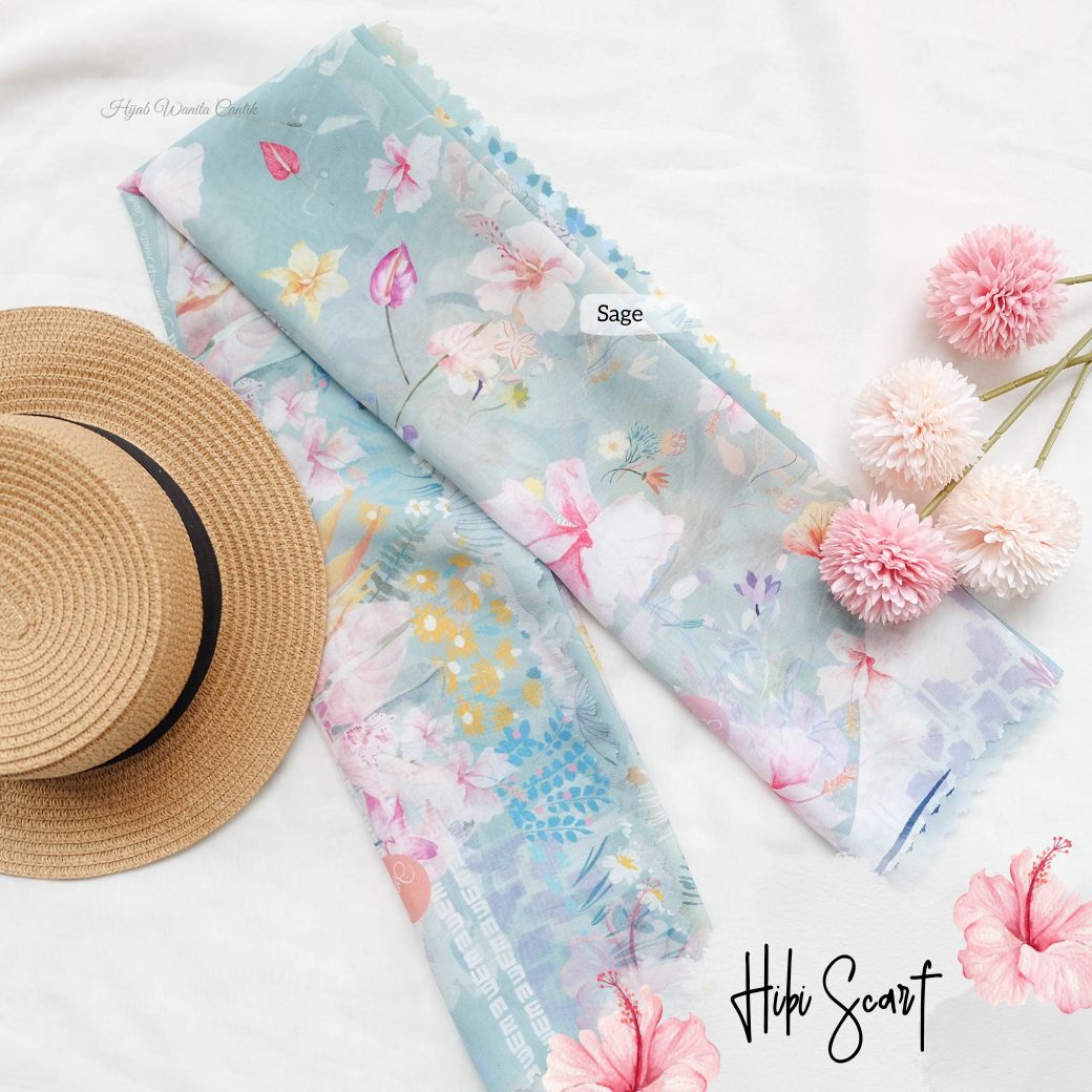 Hibi - Scarf Square Premium Polycotton - Sage - SH94.8