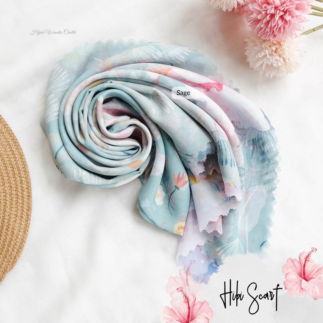 Hibi - Scarf Square Premium Polycotton - Sage - SH94.8